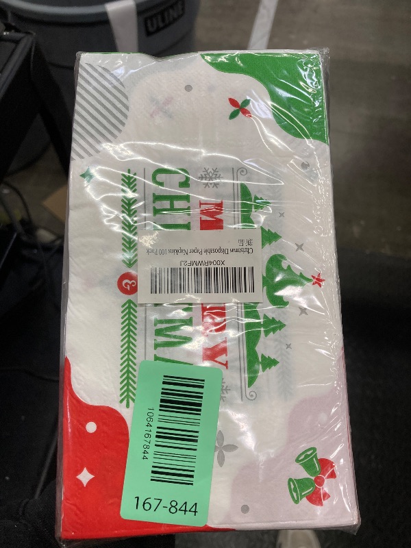 Photo 1 of 100 Count Christmas Paper Napkins, 2-Ply Disposable Xmas Holiday Decoupage Napkins for Dinner, Bathroom and Party Table Decor