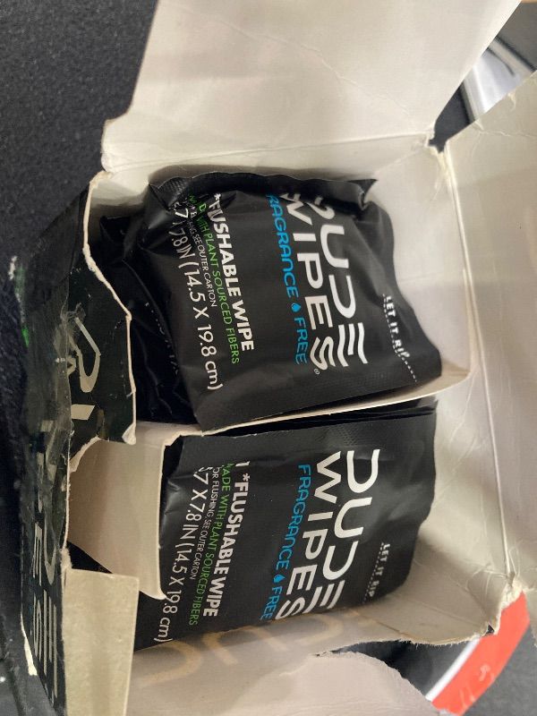 Photo 1 of ***BOX IS FALLING APART***DUDE Wipes - On-The-Go Flushable Wipes - 30 Wipes - Unscented Extra-Large Adult Wet Wipes - Individually Wrapped for Travel, with Vitamin-E & Aloe, Septic and Sewer Safe***BOX IS FALLING APART***