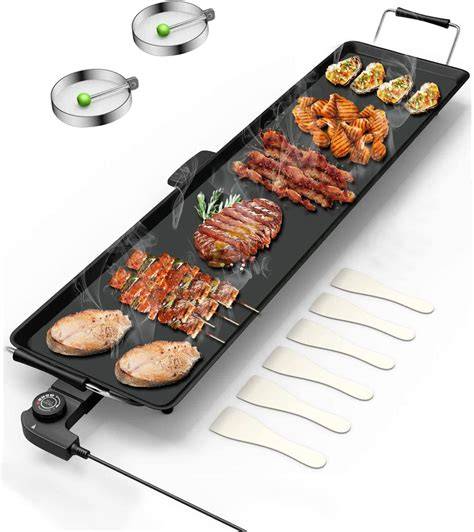 Photo 1 of **MISSING POWER PLUG***AORAN 35" Electric Griddle Teppanyaki Grill, Nonstick Extra Large Griddle Long Countertop Grill with Adjustable Temperature & Drip Tray, Easy-to-clean BBQ Pancake Griddle for Indoor & Outdoor Cooking