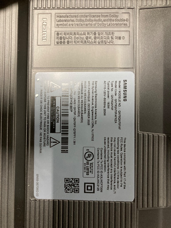 Photo 1 of ***No cord and scratch**NON RETURNABLE*NON REFUNADABLE*NO EXCEPTIONS***Samsung 75-Inch Class Neo QLED QN70F 4K Mini LED Smart TV (2025 Model) NQ4 AI Gen2 Processor, Quantum Matrix Technology Slim, Motion Xcelerator 144Hz, Samsung Vision AI, Alexa Built-in