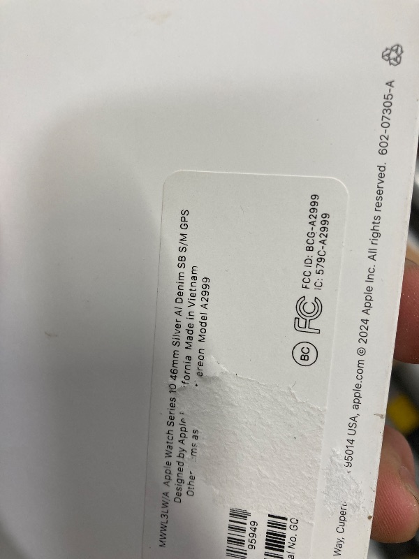 Photo 1 of  DOES NOT INCLUDE THE SPORTS BAND
  Apple Watch Series 10 [GPS 46mm case] Smartwatch with Silver Aluminum Case with Denim Sport Band - S/M. Fitness Tracker, ECG App, Always-On Retina Display, Water Resistant