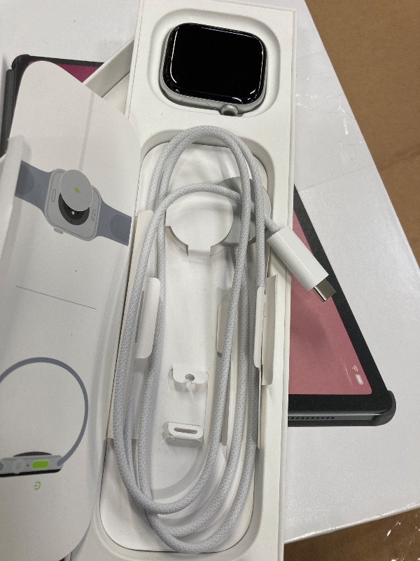 Photo 1 of  DOES NOT INCLUDE THE SPORTS BAND
  Apple Watch Series 10 [GPS 46mm case] Smartwatch with Silver Aluminum Case with Denim Sport Band - S/M. Fitness Tracker, ECG App, Always-On Retina Display, Water Resistant