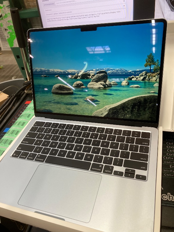 Photo 1 of (with a little scratches but is not a problem**) Apple 2025 MacBook Air 13-inch Laptop with M4 chip: Built for Apple Intelligence, 13.6" Liquid Retina Display, 16GB Unified Memory, 256GB SSD Storage, 12MP Center Stage Camera, Touch ID, Sky Blue (with a l