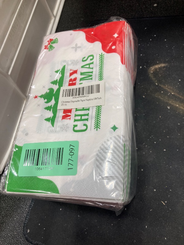 Photo 1 of 100 Count Christmas Paper Napkins, 2-Ply Disposable Xmas Holiday Decoupage Napkins for Dinner, Bathroom and Party Table Decor