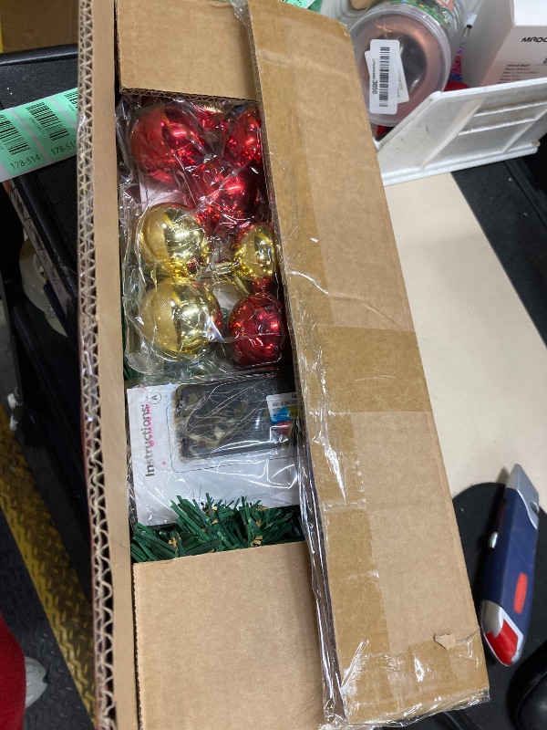 Photo 1 of [ 12 Modes & Timer ] 3 Ft Green Small Christmas Tree with 50 LED Lights, 15 Ball Ornaments 3D Star Battery Operated Prelit Christmas Tree Indoor Home Fireplace Holiday Xmas Christmas Decorations