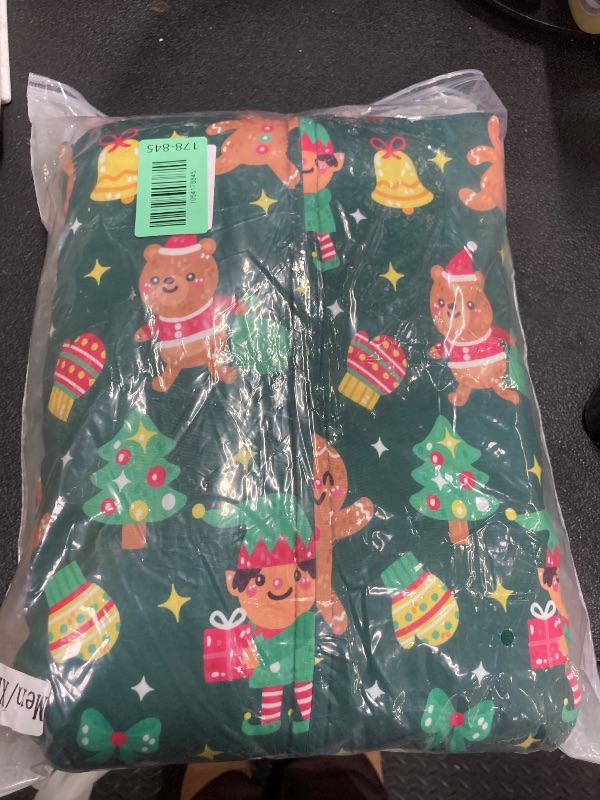 Photo 1 of ***1 PIECE MENS XL ONE PIECE HOODED PJS INCLUDEDONLY***ANGELGGH Matching Family Christmas Onesie Pajamas, Cute Vacation Print One Piece PJs, Hooded Holiday Loungewear with Pockets (Men, XL, Green Elf(with Pockets))***1 PIECE MENS XL ONE PIECE HOODED PJS I