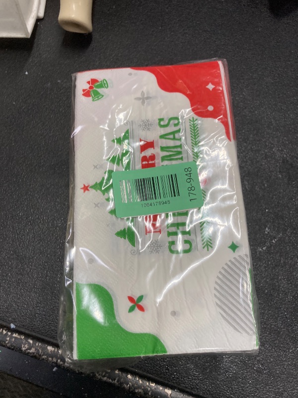 Photo 1 of 100 Count Christmas Paper Napkins, 2-Ply Disposable Xmas Holiday Decoupage Napkins for Dinner, Bathroom and Party Table Decor