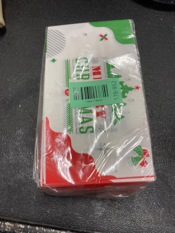 Photo 1 of 100 Count Christmas Paper Napkins, 2-Ply Disposable Xmas Holiday Decoupage Napkins for Dinner, Bathroom and Party Table Decor