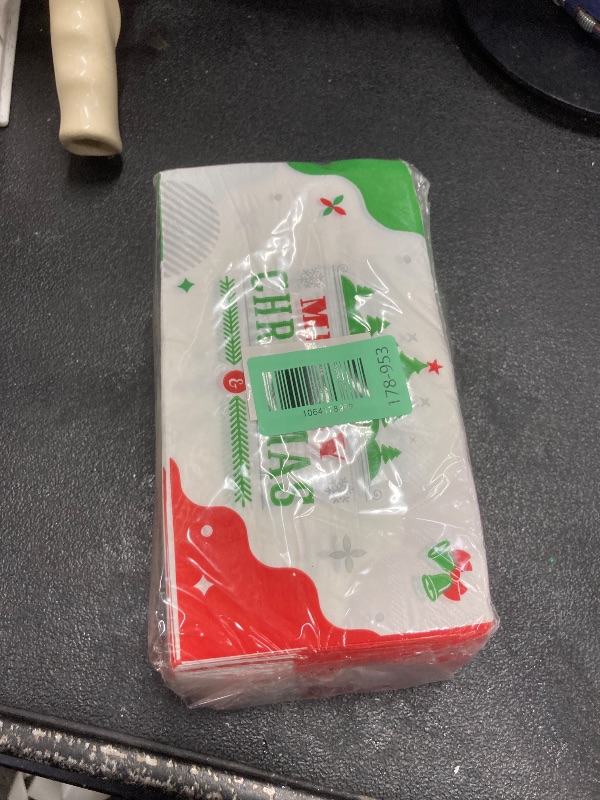 Photo 1 of 100 Count Christmas Paper Napkins, 2-Ply Disposable Xmas Holiday Decoupage Napkins for Dinner, Bathroom and Party Table Decor