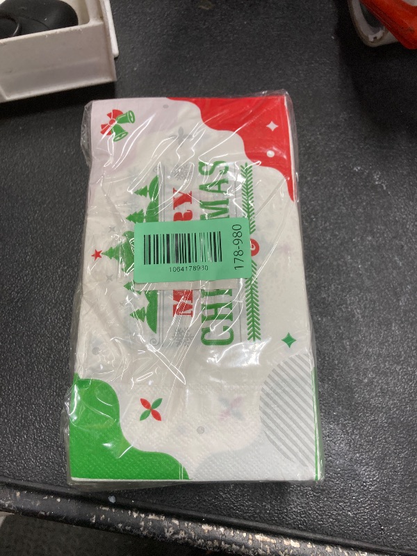 Photo 1 of 100 Count Christmas Paper Napkins, 2-Ply Disposable Xmas Holiday Decoupage Napkins for Dinner, Bathroom and Party Table Decor