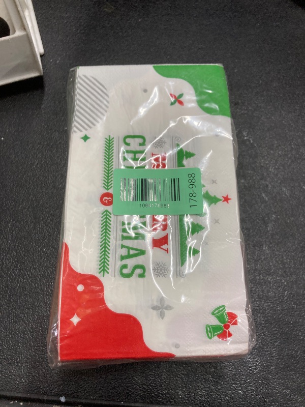 Photo 1 of 100 Count Christmas Paper Napkins, 2-Ply Disposable Xmas Holiday Decoupage Napkins for Dinner, Bathroom and Party Table Decor