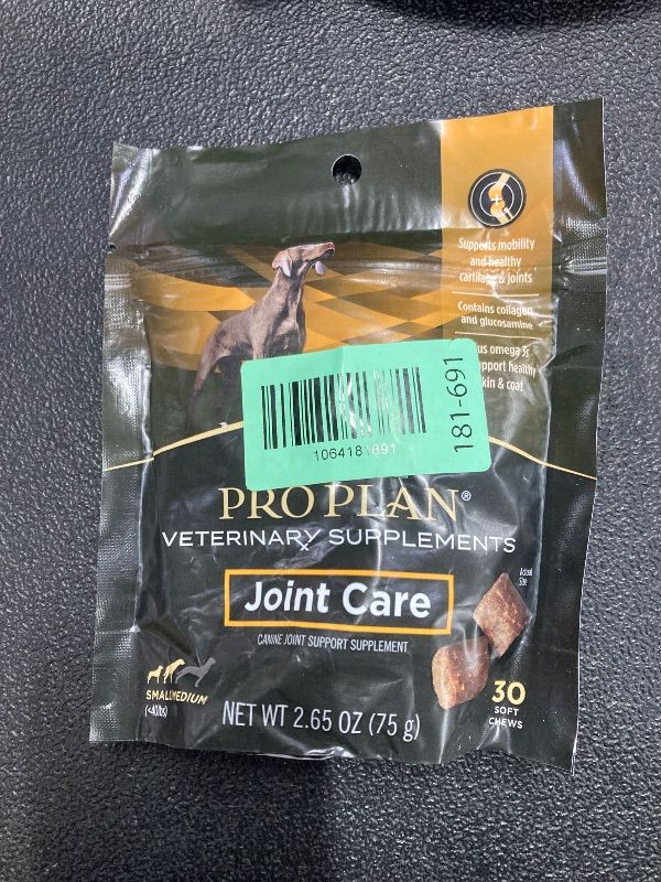 Photo 1 of ***BEST BY FEB 2026***Purina Pro Plan Veterinary Small Breed Dog Joint Care Supplement with Glucosamine, Chondroitin, and Collagen to support Hip and Joint Health – 30ct Pouch***BEST BY FEB 2026***