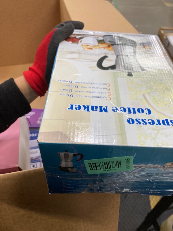 Photo 1 of ***DAMAGED -NON-FUNCTIONAL SELLING AS IS*** Lemosae Coffee Pot 6 Cup Electric Espresso Coffee Maker Italian Moka Maker 300ml Portable Aluminum Espresso Machine Cafetera Moka Pot with Detachable Base, Gift for Home Travel (Silver)