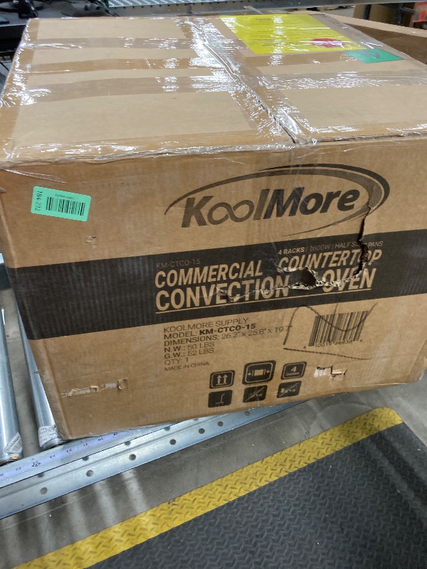 Photo 1 of ***Open to show****

KoolMore 23 in. Commercial Countertop Convection Oven for Half-Size Pans with 4 Racks 1600W of Power in Stainless-Steel, ETL Listed for Safety and Sanitation (KM-CTCO-15)