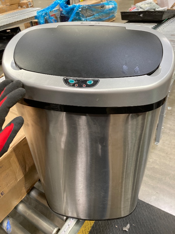 Photo 1 of **MISSING POWER PLUG***BestOffice | 13 Gallon Trash Can with Lid | Automatic Touchless Garbage Can | Odor Control | Modern Oval Design | Easy to Clean | Stainless Steel | Fits Any Kitchen, Bathroom, Office or Home