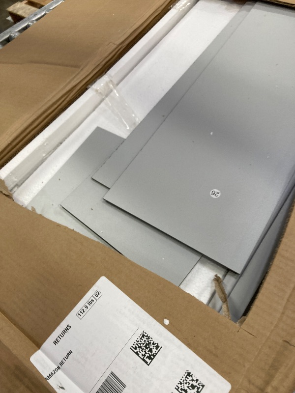 Photo 1 of ***Back pieces broken***68" Tall Bathroom Storage Cabinet with Two Doors and Two Laundry Hampers for Home Display Organizer, Adjustable Shelf, Gray