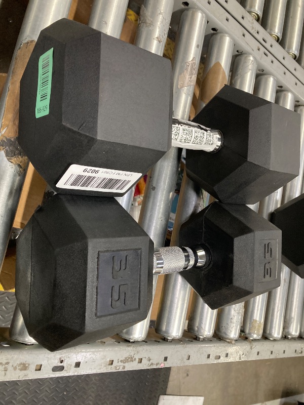Photo 1 of *MISMATCHED*
CAP Barbell 50 LB Rubber Coated Hex Dumbbell Hand Weight - Pair | Chrome Handle
