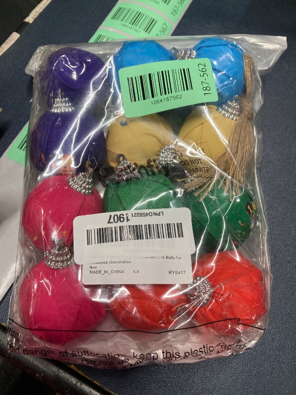 Photo 1 of 12 Pieces Christmas Nutcracker Ball Ornament Nutcracker Ball Ornament Nutcrackers Hanging Fabric Wrapped Balls Ornaments Wrapped Xmas Balls Kit for Christmas Tree Decoration(Cute)
