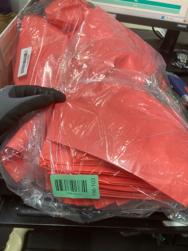 Photo 1 of *Bag cut* Amylove 100 Pcs Valentines Plastic Gift Bags with Handles Red Shopping Frosted Tote Bags Bulk Retail Bag for Small Business Boutique Wedding Holiday Gift Packaging 16"x 12"x 6"