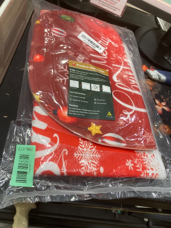 Photo 1 of *Wash please* Britimes Merry Christmas Bathroom Rug and Mat Set 3 Piece, Red Snowflakes Deer Winter Snow Bathroom Rugs Non Slip, Absorbent Microfiber Memory Foam Bath Mat Machine Washable