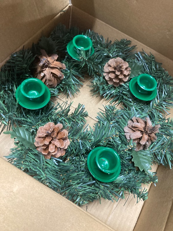 Photo 1 of *Small scratches* Traditional Christmas Advent Wreath. for Advent Calendar Season Candle Holder -Centerpiece Décor – Advent Wreaths Ring Candle Holder and Xmas Candles Candleholder Decorations-Advent Gifts