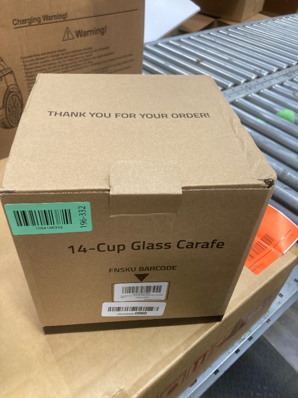 Photo 1 of 14-Cup Glass Replacement Coffee Carafe Compatible with Cuisinart Coffee Maker Models DCC-2200, DCC-2600, DCC-2800, DCC-3200, and DCC-3200P1, Coffee Pot Decanter Pitcher, Black Handle