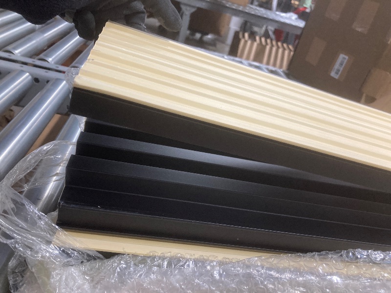 Photo 1 of *Small scratches/chips* Monivi Black Wall Panels for Interior Decor 96x6.6in 8Pack WPC Wall Panel Waterproof Matte Finish Black 3D Accent Wall for Living Room Bedroom Hall Office, 33.6 sq.ft Coverage Slat Wall Paneling