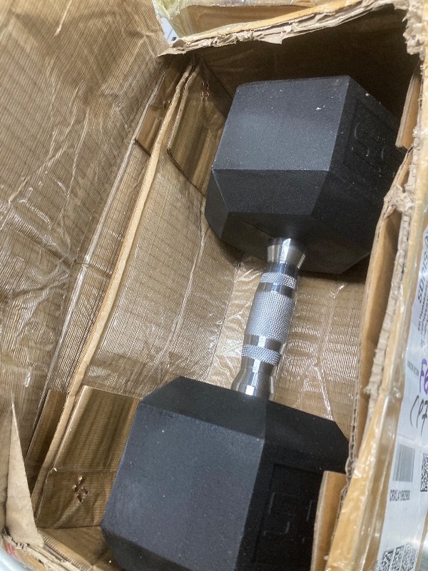 Photo 1 of *HEAVY* CAP Barbell 55 LB Rubber Coated Hex Dumbbell Hand Weight - Pair | Chrome Handle