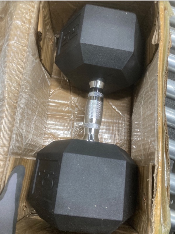 Photo 1 of *HEAVY* CAP Barbell 55 LB Rubber Coated Hex Dumbbell Hand Weight - Pair | Chrome Handle