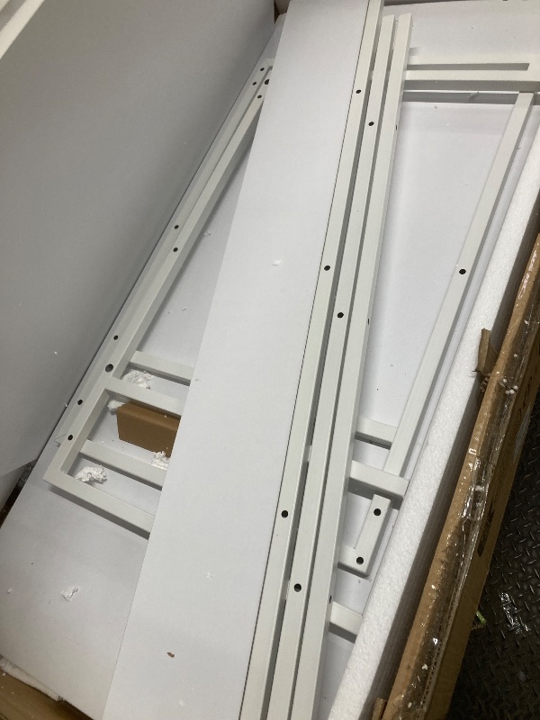 Photo 1 of *Chipped corners* VEVOR Reception Desk, 46 Inch Rectangular Front Counter Table, Office Reception Desk, Retail Counter and Front Reception Counter, for Checkout, Lobby, Beauty Salon and Office, White