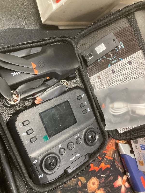 Photo 1 of *Two fan blades damaged* Drone with 4K Camera Screen Remote Control,RGB LED Light FPV Drone Quadcopter for Adults Beginners,Headless Mode Altitude Hold Optical Flow Positioning,One Key Start/Land Foldable,3 Speed Modes