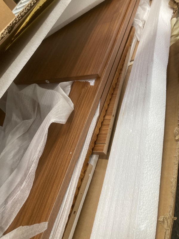 Photo 1 of *Pieces broken* GAOMON 70in Fluted TV Stand, Long Wooden TV Console Mid Century Modern Entertainment Center with Storage Cabinet for TVs Up to 80 Inches Living Room, Walnut