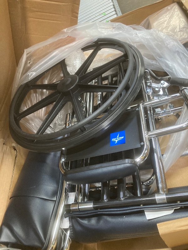 Photo 1 of *Light scuff marks* Medline Excel Extra-Wide Bariatric Wheelchair For Adults and Seniors with 24" Wide Seat, Supports up to 500 lbs