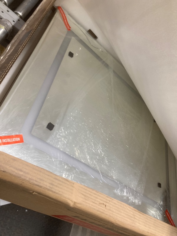 Photo 1 of *Cracked* KRISTALLUM LED Lighted Medicine Cabinet Front & Backlit Dimmable Colours, Clock & Temp, USB Outlets (24 x 32)