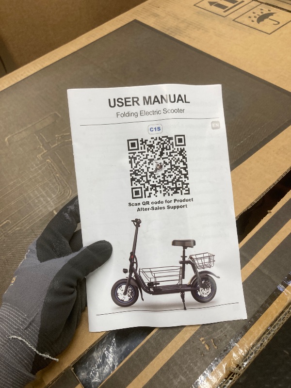 Photo 1 of *Cord missing to test* Gyroor Adults Electric Scooter with Large Middle Basket, 550W Motor 18.6 MPH 20 Mile Distance, Foldable E-Scooter with seat for Pets & Cargo, C1S-FP9