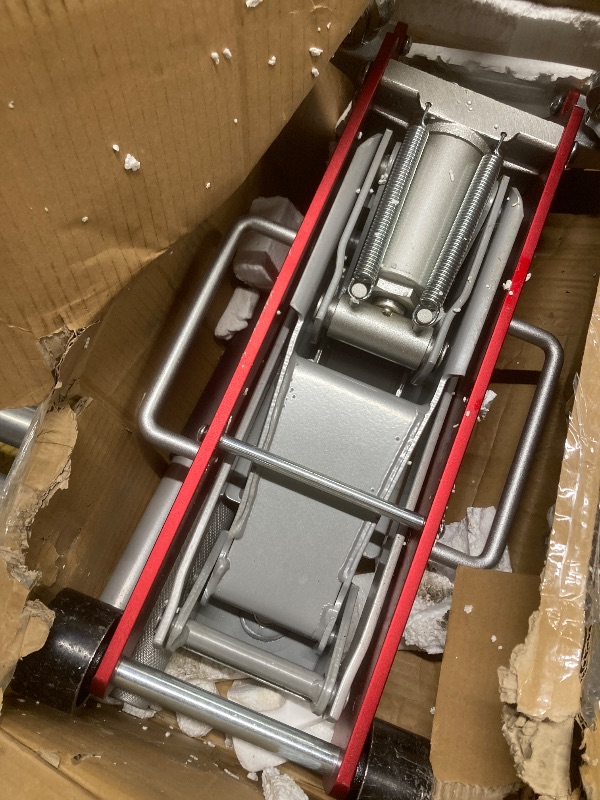 Photo 1 of *Scratched paint/Scratches* Jack Boss 3 Ton Low Profile, Aluminum and Steel Racing Floor Jack with Dual Pistons Quick Lift Pump for Sport Utility Vehicle, Lifting Range 3-15/16" min to 18-5/16" max, Net Weight 58.5 lb, Red