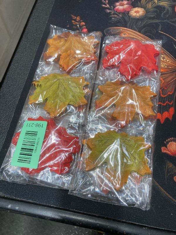 Photo 1 of *2 pack* HARSOML 300 Pieces Artificial Maple Leaves Mixed Colors Fall Leaves for Autumn Decor, Halloween, Thanksgiving Day, Crafting, and Table Centerpieces, Multicolored A