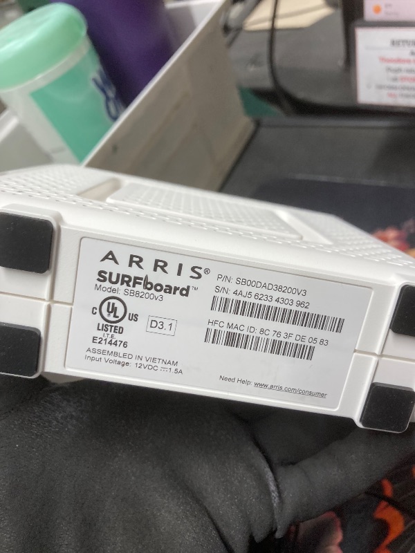 Photo 1 of **NO BOX**ARRIS SURFboard SB8200 DOCSIS 3.1 Multi?Gig Cable Modem | 2 -1Gbps Ethernet Ports | Works with Xfinity, Cox, Spectrum | For Cable Internet Plans up to 2Gbps | Modem Only, Router Required