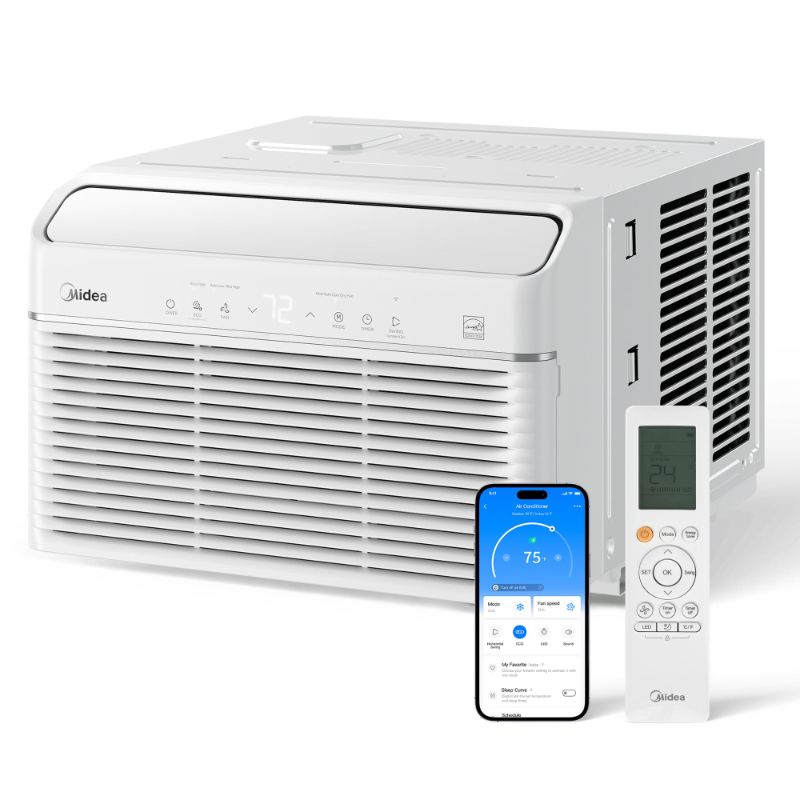 Photo 1 of *Dirty* Midea 12,000 BTU Smart Inverter Air Conditioner Window Unit with Heat and Dehumidifier – Cools up to 550 Sq. Ft., Energy Star Rated, Quiet Operation, Electronic Controls, Remote Control, White