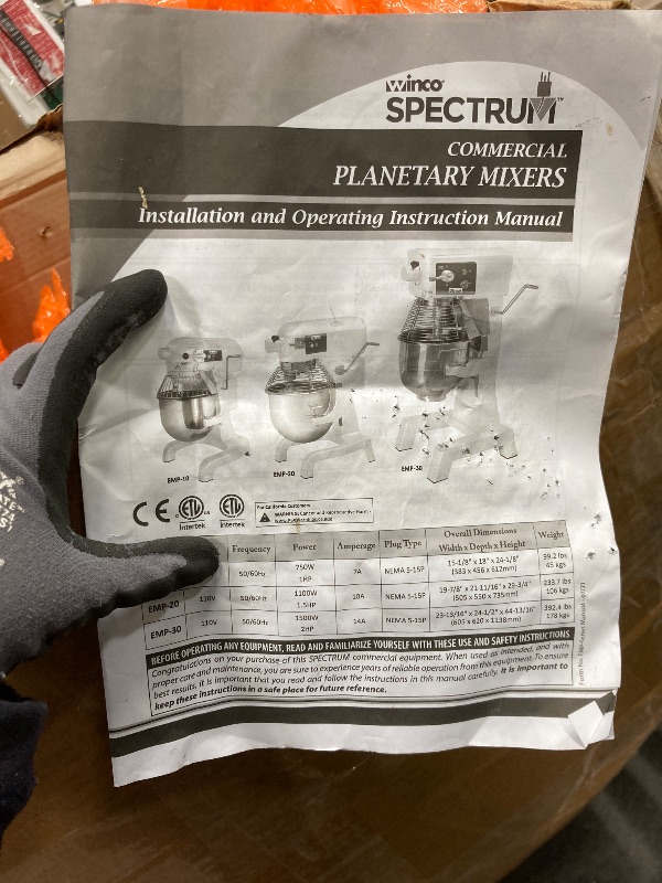 Photo 1 of *Scratches* Winco Commercial-Grade Planetary Mixer, 10 Liter,White