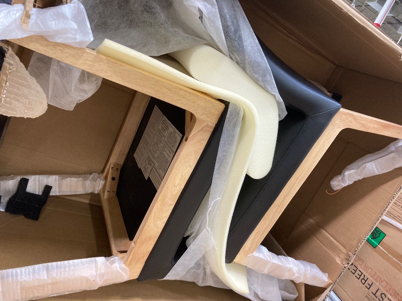 Photo 1 of *Feet scuffed* Acme Raquan Leather Upholstered Side Chairs in Black and Walnut (Set of 2)