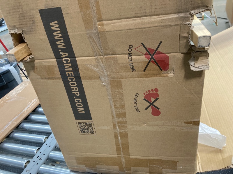 Photo 1 of *Feet scuffed* Acme Raquan Leather Upholstered Side Chairs in Black and Walnut (Set of 2)