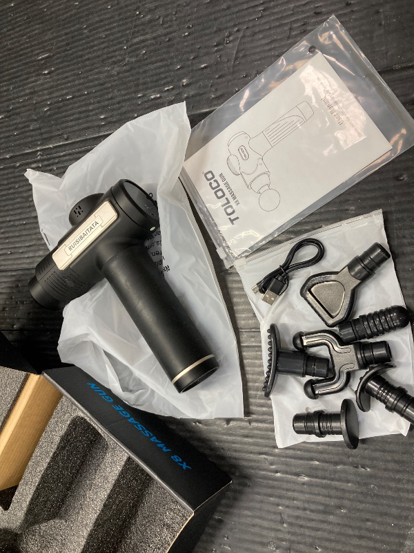 Photo 1 of ***PIECES ARE MISSING*BALL PIECE IS MISSING***TOLOCO Massage Gun Deep Tissue, Percussion Massage Gun with 10 Replacement Heads, Super Quiet Portable Electric Massager for Athletes, Relax, Black***PIECES ARE MISSING***BALL PIECE IS MISSING***