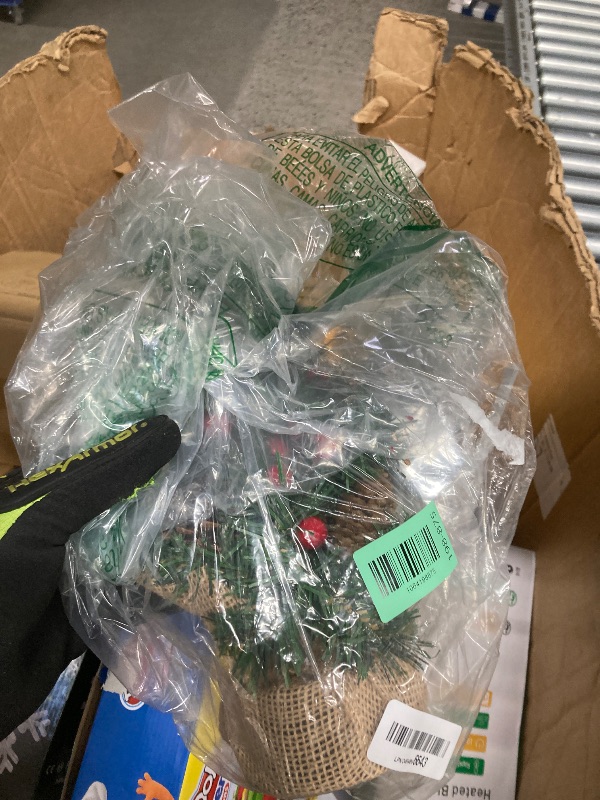 Photo 1 of 12 Inch Mini Tabletop Christmas Tree with Timer Lights, Artificial Christmas Trees with Pinecones Red Berries Xmas Tree for Home Office Fireplace Christmas Ornaments