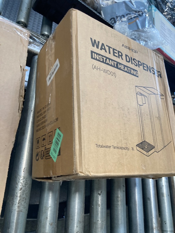 Photo 1 of **MAJOR DAMAGE**
AIRHOP Instant Hot Water Dispenser, Quick Heating Countertop Water Dispenser with Child Locks, Adjustable 5 Temp 3 Water Volume Dispense, 100OZ 3L Removable Tank, Ideal for Home Office Kitchen, Black