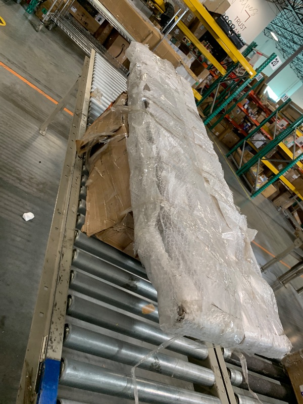 Photo 1 of ***DAMAGE AND MISSING PARTS*** LITTLE TREE Entryway Console Table, Farmhouse Wood 55 inches Hallway Table with Geometric Base, Vintage Long Narrow Sofa Table for Living Room - Brown