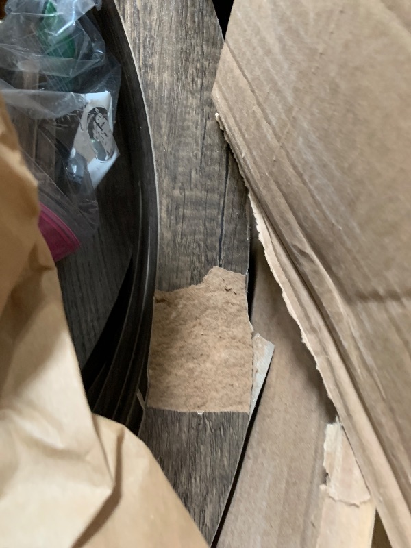 Photo 1 of ***DAMAGE AND MISSING PARTS*** LITTLE TREE Entryway Console Table, Farmhouse Wood 55 inches Hallway Table with Geometric Base, Vintage Long Narrow Sofa Table for Living Room - Brown