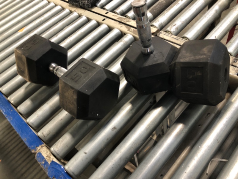 Photo 1 of ****FINAL SALE NO RETURN****CAP Barbell 50 LB Rubber Coated Hex Dumbbell Hand Weight - Pair | Chrome Handle