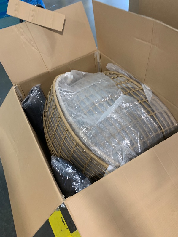Photo 1 of ***Very Large, Very Heavy Item*** ***Pick Up With Truck*** OTSUN Oversized Wicker Egg Chair Set of 2, Outdoor Indoor Lounger with 4 Cushions, 440lb Capacity, Egg Basket Chair for Living Room, Backyard, Balcony, Patio, Black