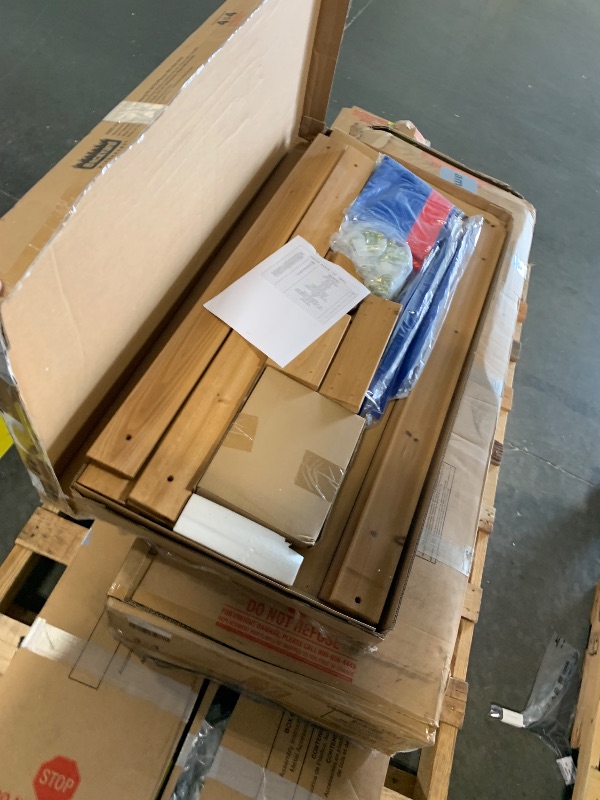 Photo 1 of ***Multiple Boxes*** ***Pick up With Truck*** Backyard Discovery Beach Front Cedar Wood Swing Set with Wave Slide, Play Deck, Monkey Bars, Rock Wall Ladder, Shaded Picnic Area, Snack Bar, Belt Swings, Trapeze, Sandbox Area, Outdoor Playset